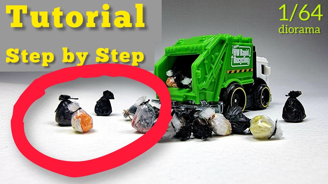 How to make trash bags / rubbish bags for diorama 1:64 Hot Wheels accessories DIY