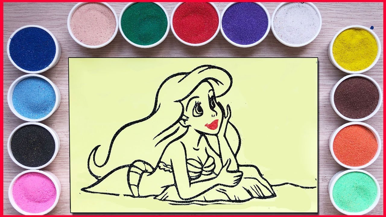 Đồ chơi tô màu tranh cát nàng tiên cá Ariel / Colored sand painting ariel mermaid toys (Chim Xinh)