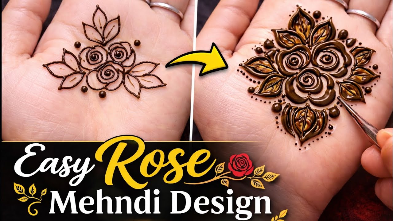 Easy & Beautiful Rose flower mehndi design | Unique style front hand mehndi | mandala mehndi 