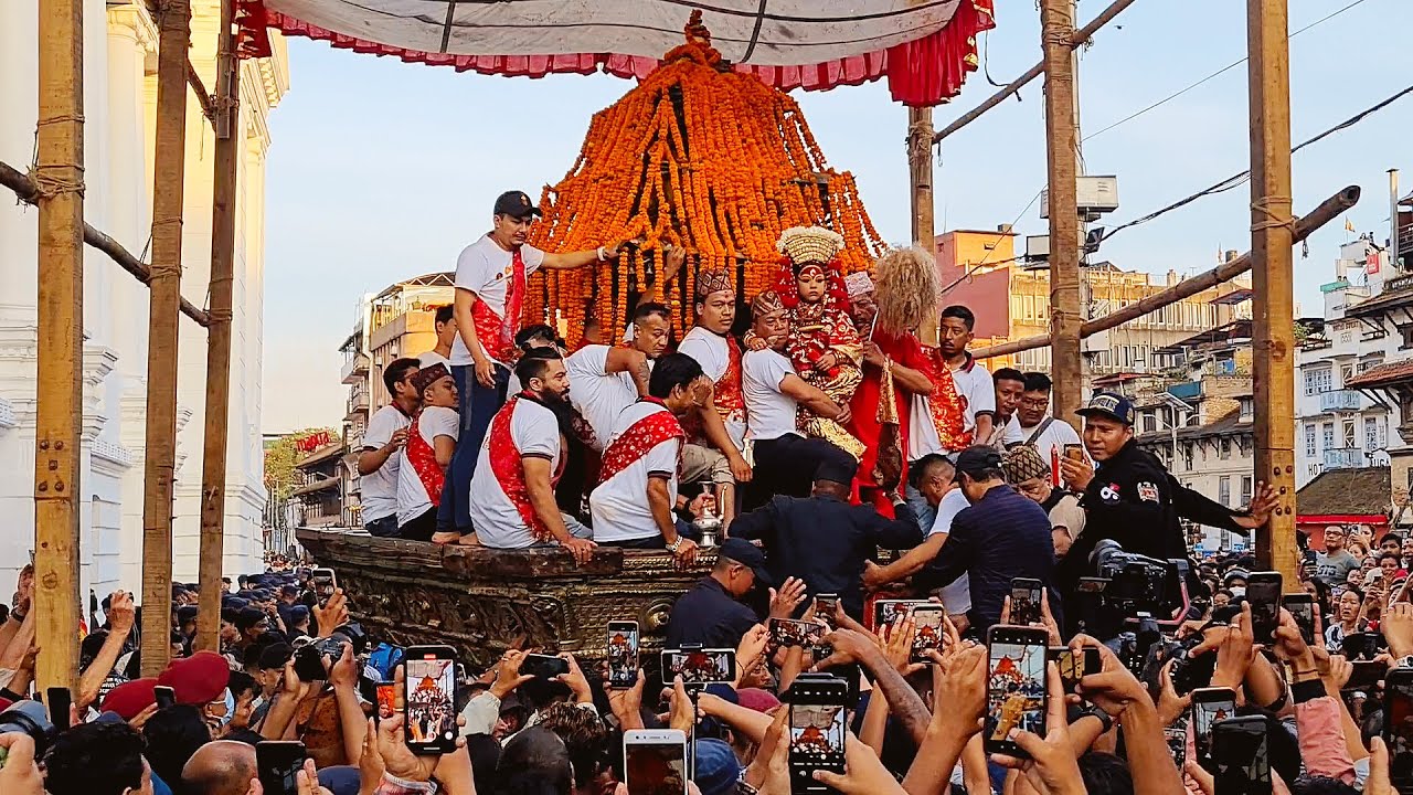 4th day of Yenya Punhi (Indra Jatra) | Kumari Rath travelling Naradevi, Asan and Indra Chwok | 2080