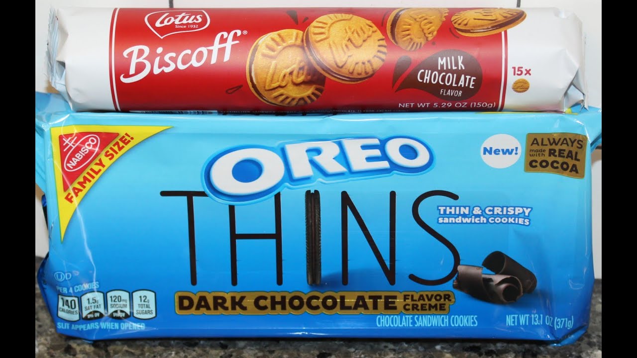Lotus Biscoff Milk Chocolate Sandwich Cookies & Oreo Thins Dark Chocolate Cookie Review