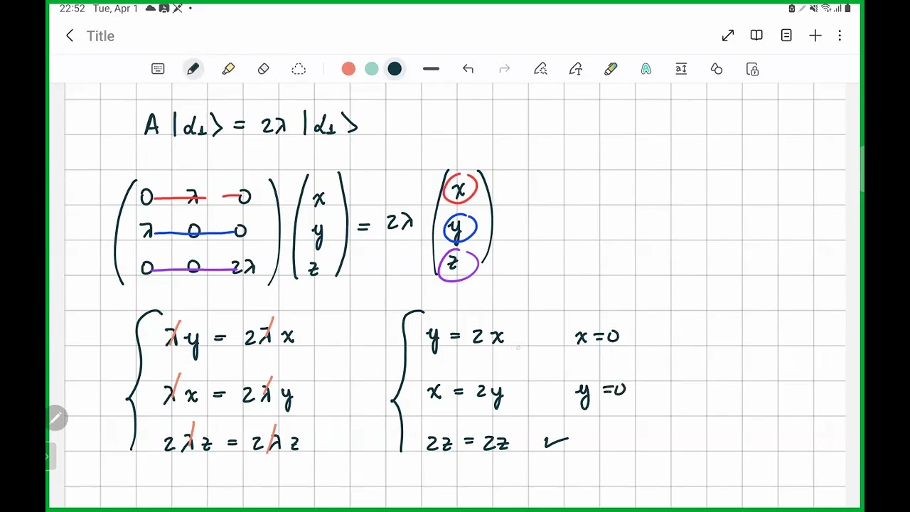 Eigenvalues, eigenvectors, expectation values, probabilities (Problem 3.46)