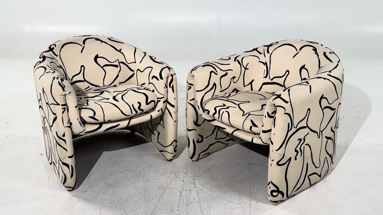 Vladimir Kagan for Preview Mid Century Lounge Chairs - Pair