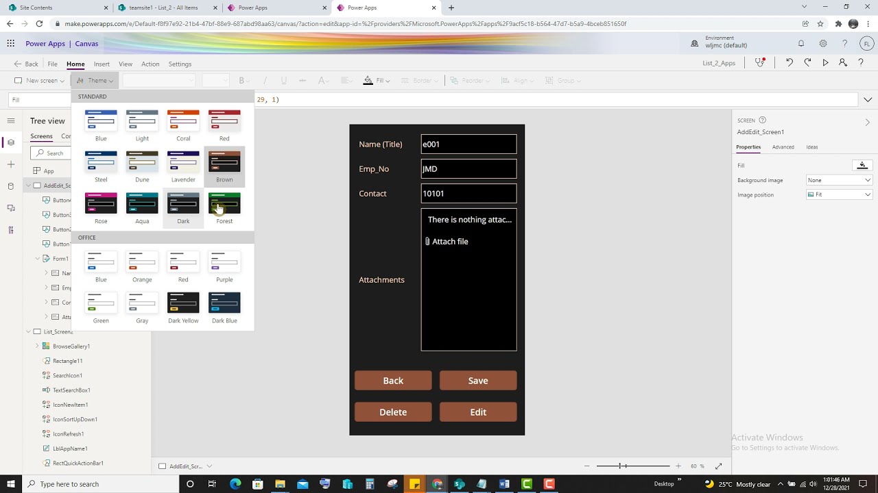 CRUD operations in PowerApps