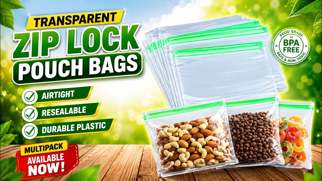 Transparent Zip Lock Pouch Bag Airtight Resealable Plastic bags