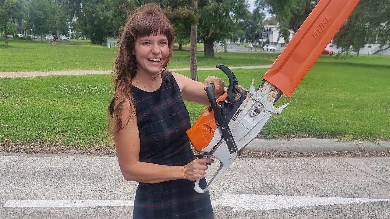 Female arborist takes me out with branch