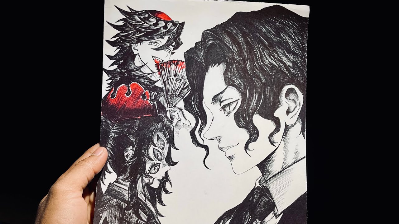 LIVE 🔴 Drawing Douma | Demon Slayer Ball Pen Art ✍️ #live #douma