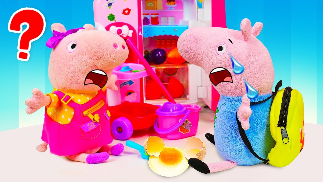 George decide irse de casa... Historias de Peppa Pig y otros juguetes. Vídeos para niños.