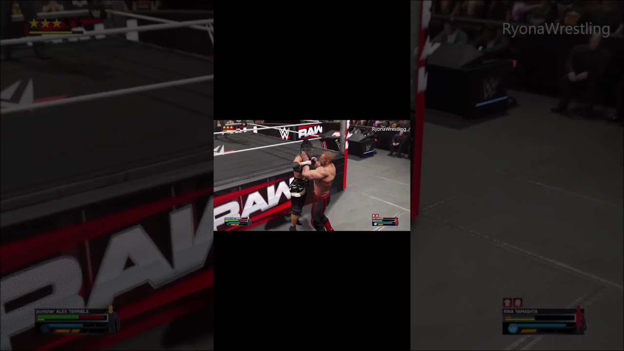 Alex uses the old Two Handed Chokeslam on Rina