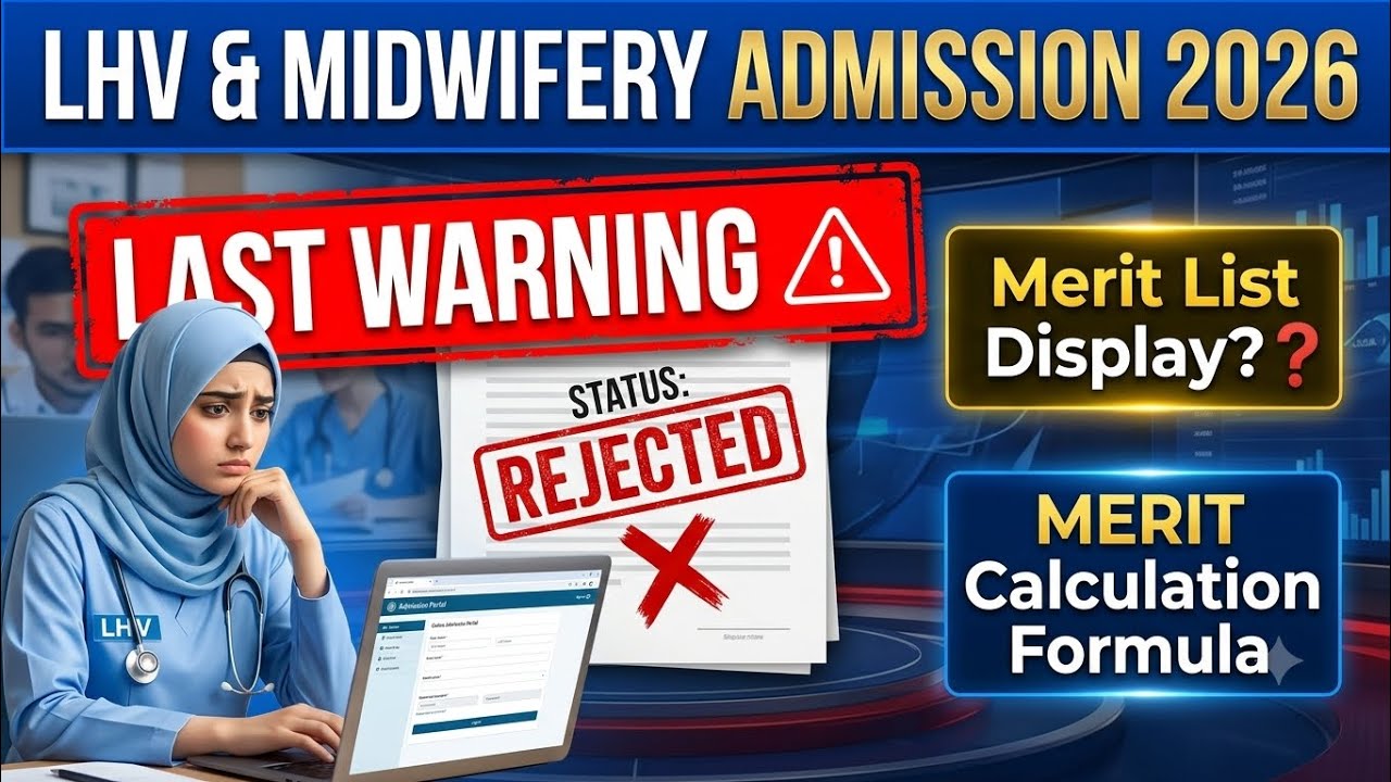 LHV & Midwifery Admission 2026: LAST WARNING! ⚠️ Application REJECTED? Merit List Update