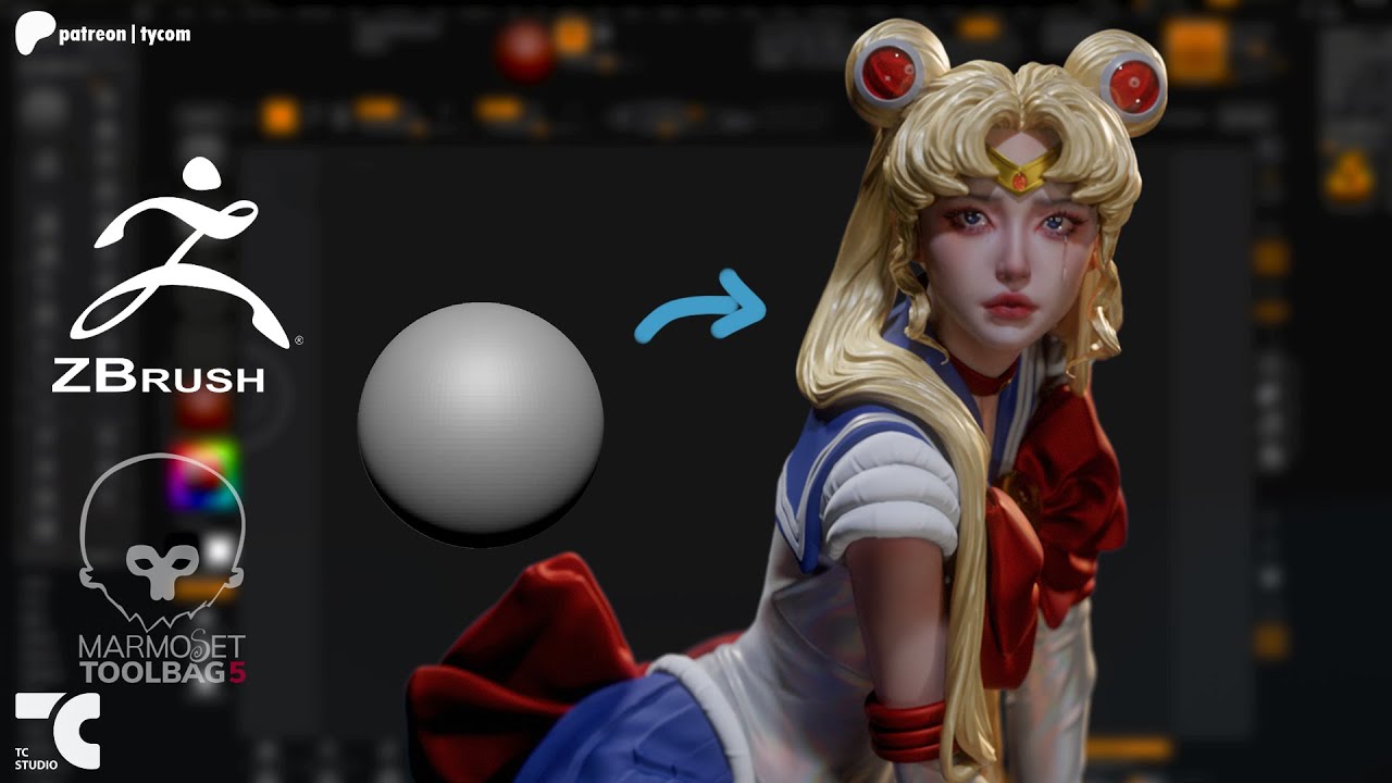 Zbrush-Marmoset | Usagi Sailor Moon Fan Art