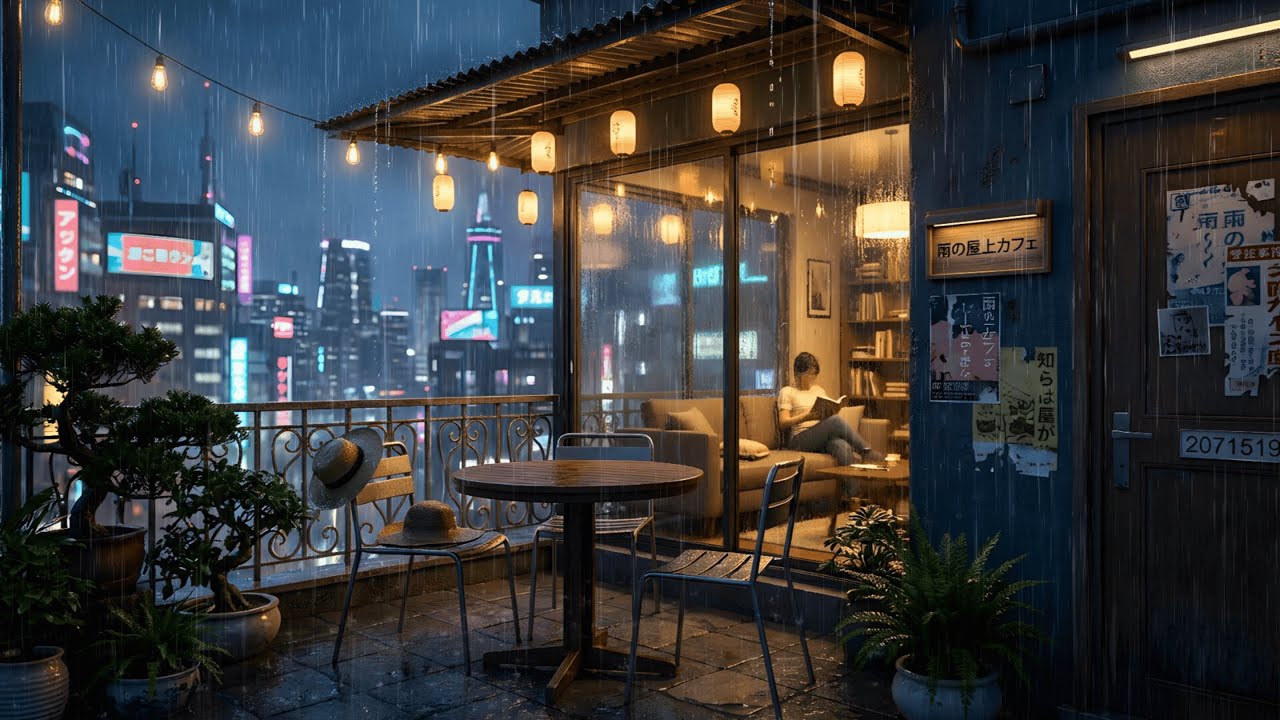 Rainy Rooftop Getaway — Cozy City Nights for Relaxation & Focus