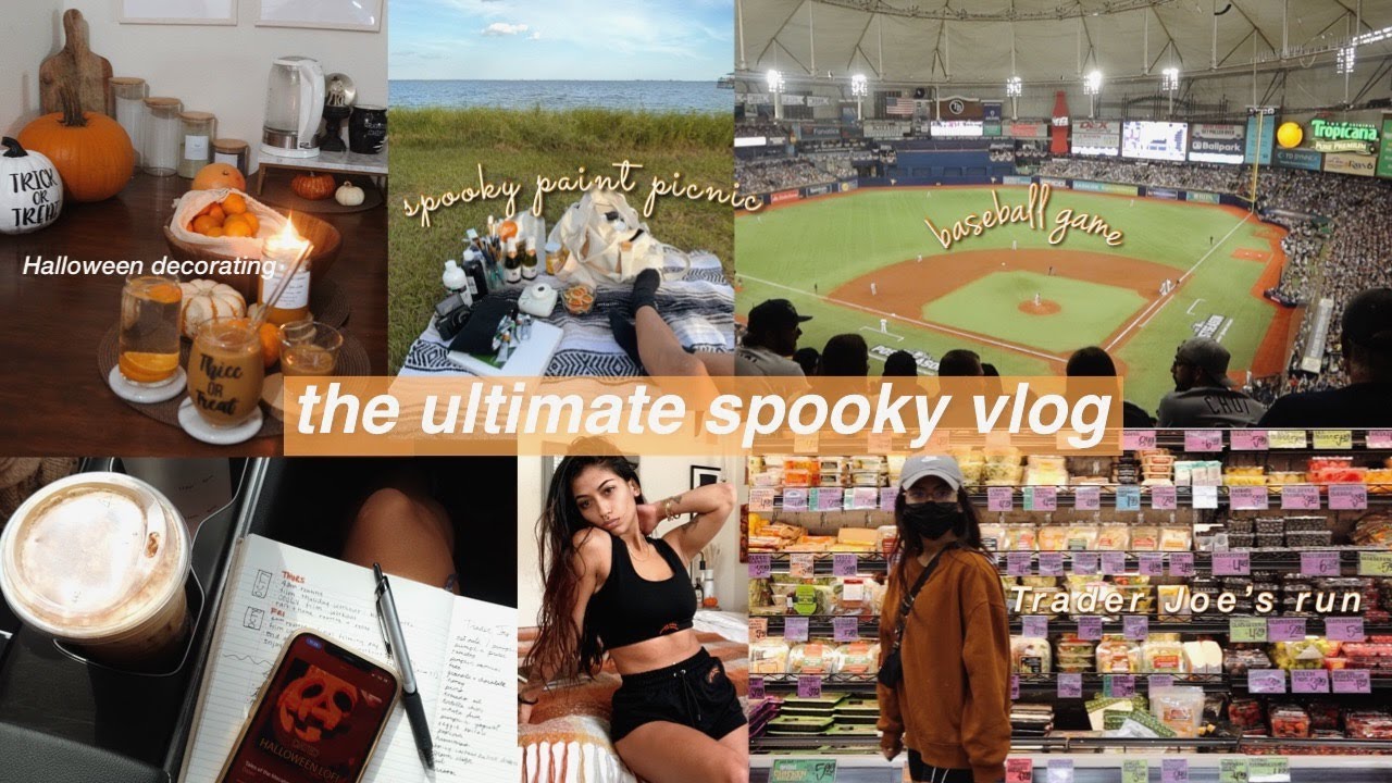 Ultimate SPOOKY VLOG👻 |cozy fall festival |baseball PLAYOFF game | spooky paint picnic |TraderJoe's