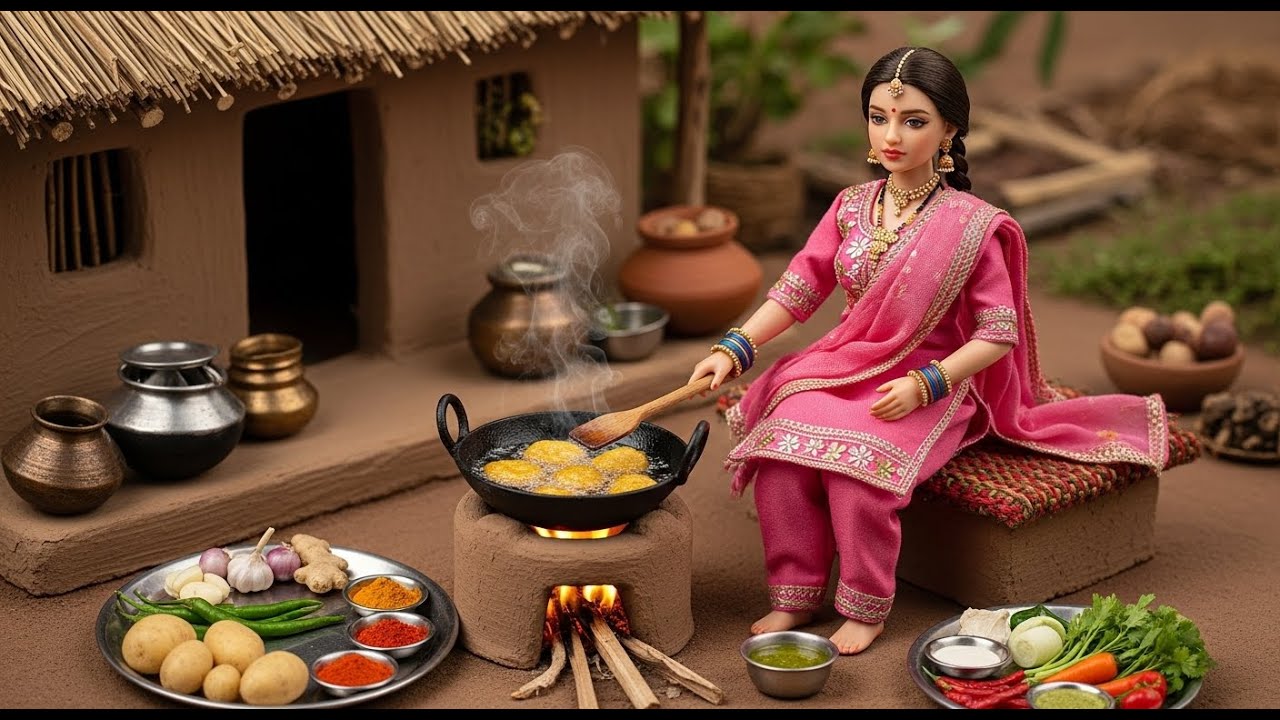 “Rainy Village Morning in Miniature Clay Doll Style 🌧️☕ | ASMR Cooking & Cozy Vibes