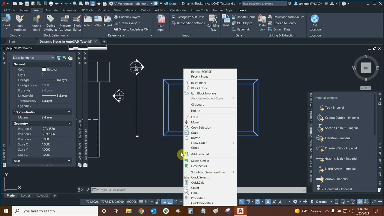 Dynamic Blocks with Multiple Insertion Points & Alignments in AutoCAD - Part 2