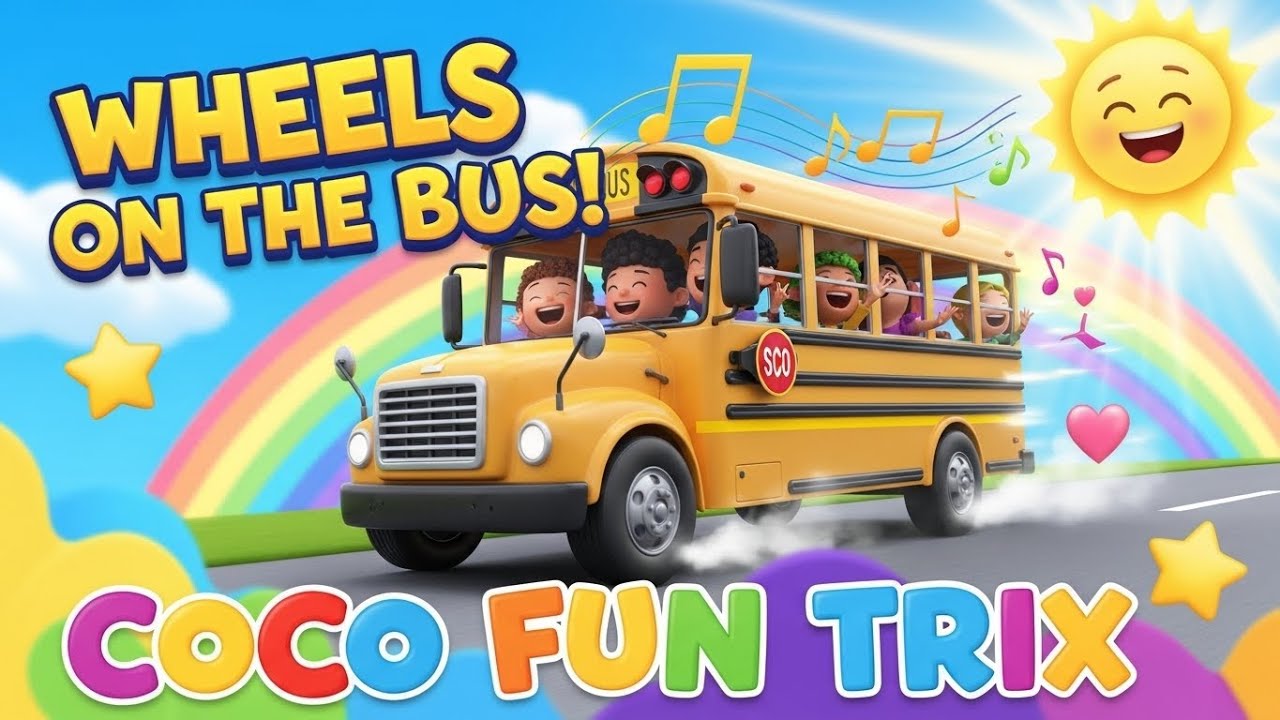 Wheels on the Bus | 3D Kids Cartoon Nursery Rhyme | Coco Fun Trix