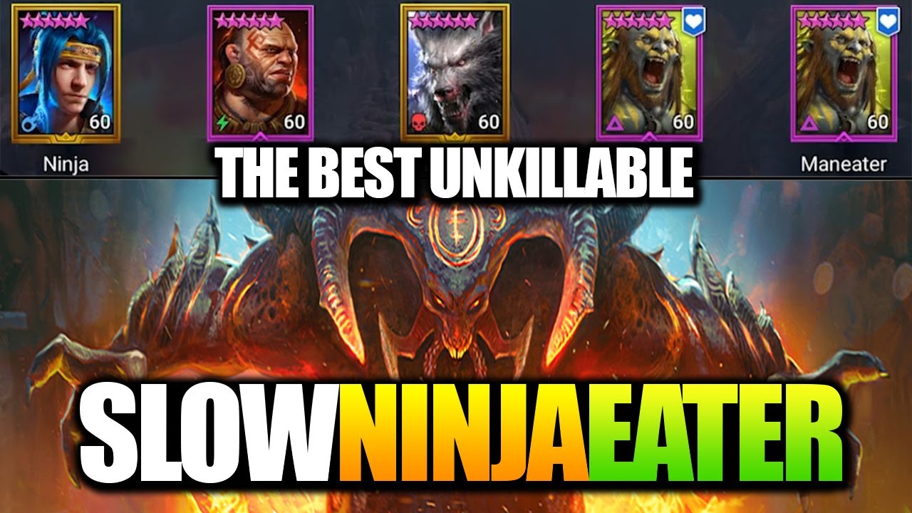 NINJAEATER SLOW DOUBLE MANEATER & ALLY ATTACK! NINJA UNKILLABLE CLAN BOSS GUIDE RAID SHADOW LEGENDS