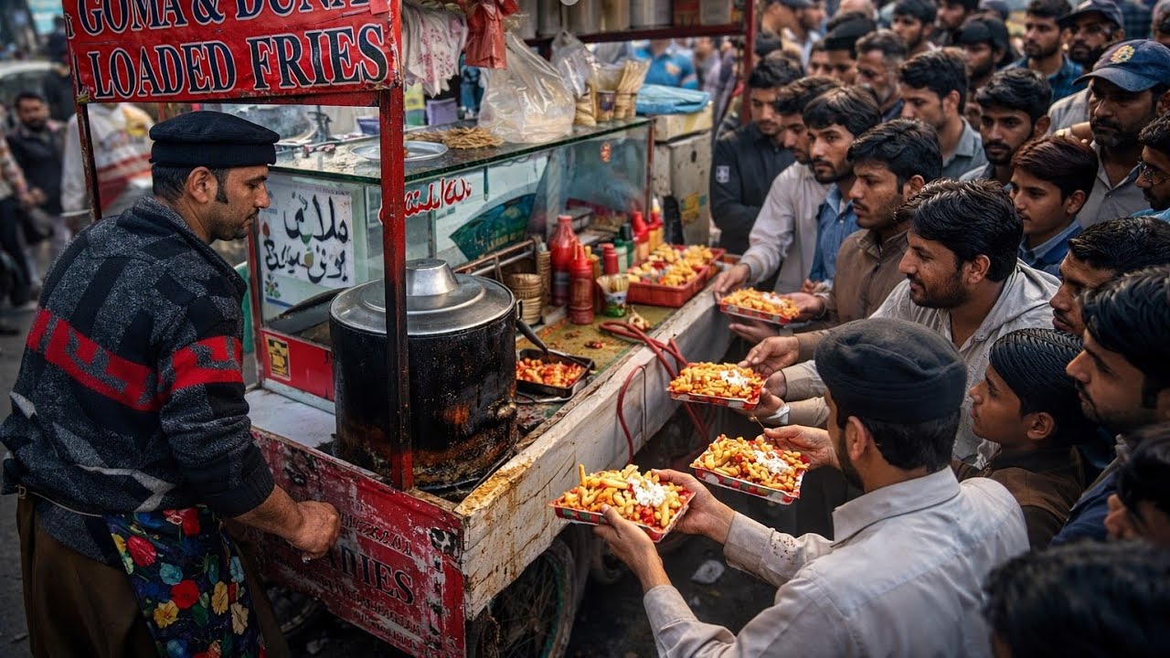 Heavy Rush Pakistani Non-Stop Street Food Combo | Chai Paratha Finger Chips & Murgha Shorba & Lahore