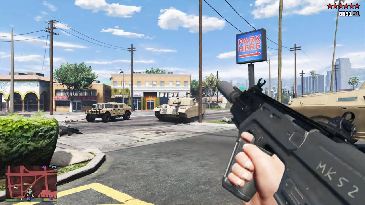 GTA 5 - First Person Shootout with Armed Doctors + Ten Star Escape