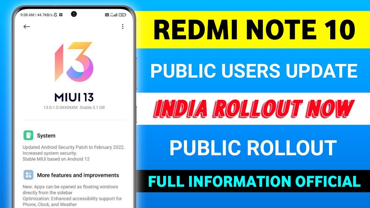 Public Rollout MIUI 13 Android 12 In Redmi Note 10 Full Information 😍