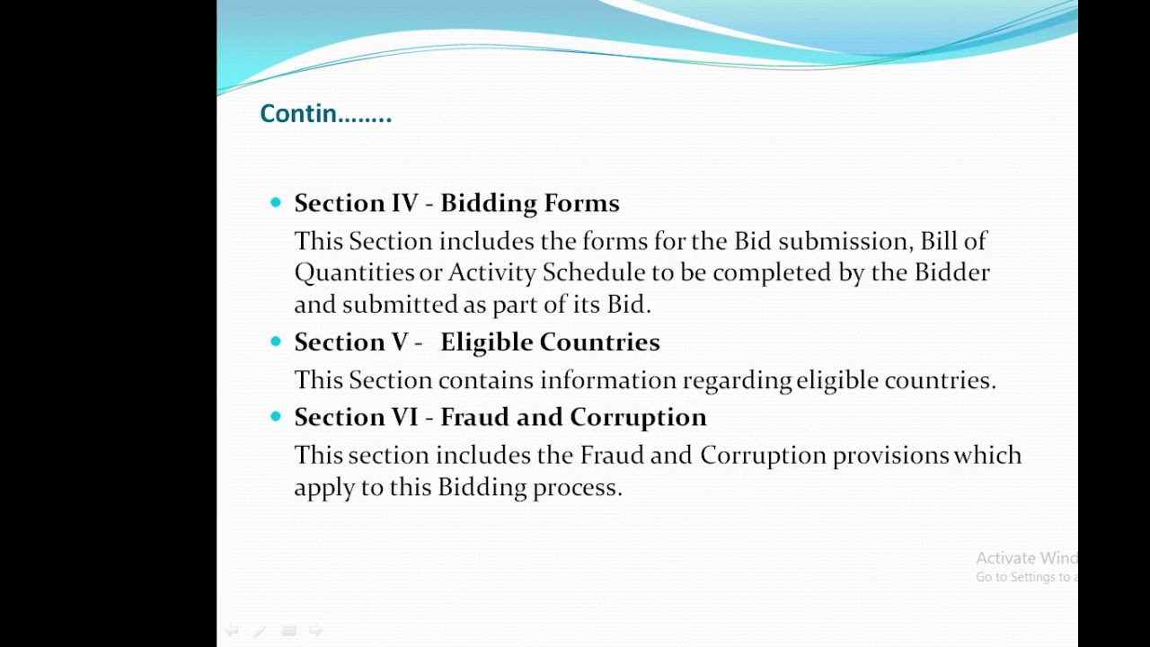 Parts of a Tender Document
