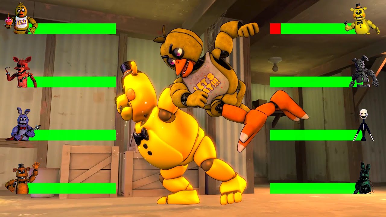 [FNaF SFM] Оригиналы против мистификаций с Healthbars