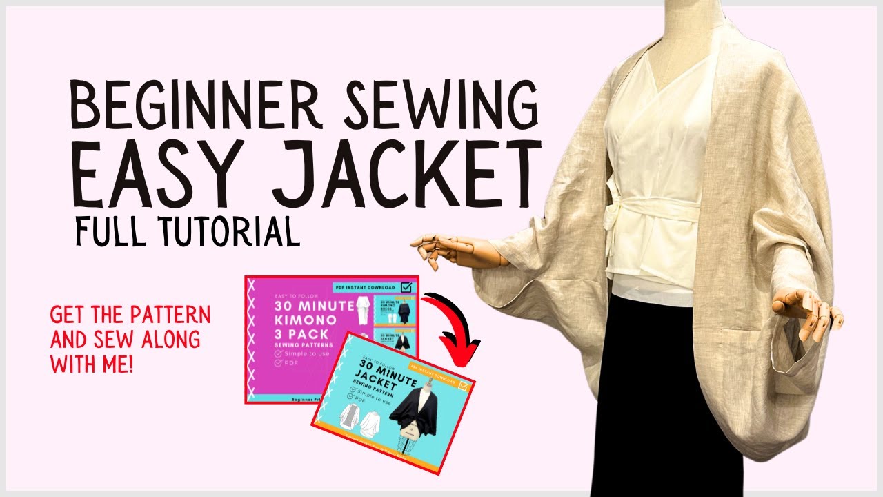 Easiest Jacket Ever | Beginner Sewing Tutorial | DIY Kimono Cape | Quick Sew Project