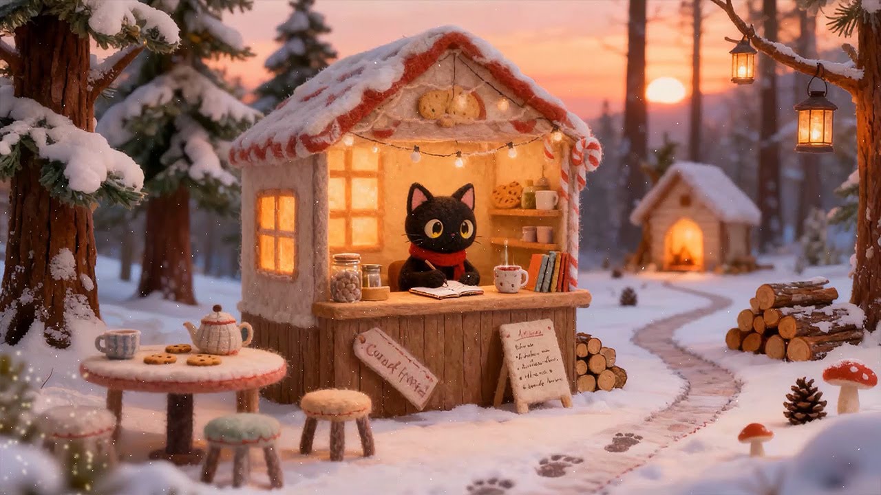 Lofi Cat’s Cozy Snow Cabin 🌙 Winter Lofi ❄️ Deep Lofi Beats for Sleep & Relaxation