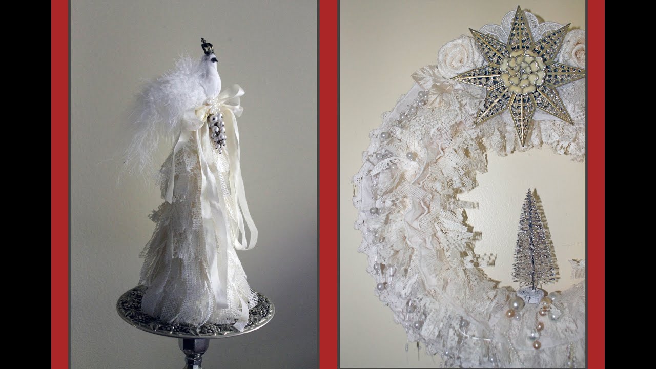 Shabby Chic Christmas Wreath, Tree and Shabby Tassle Lace/tulle Tutorial