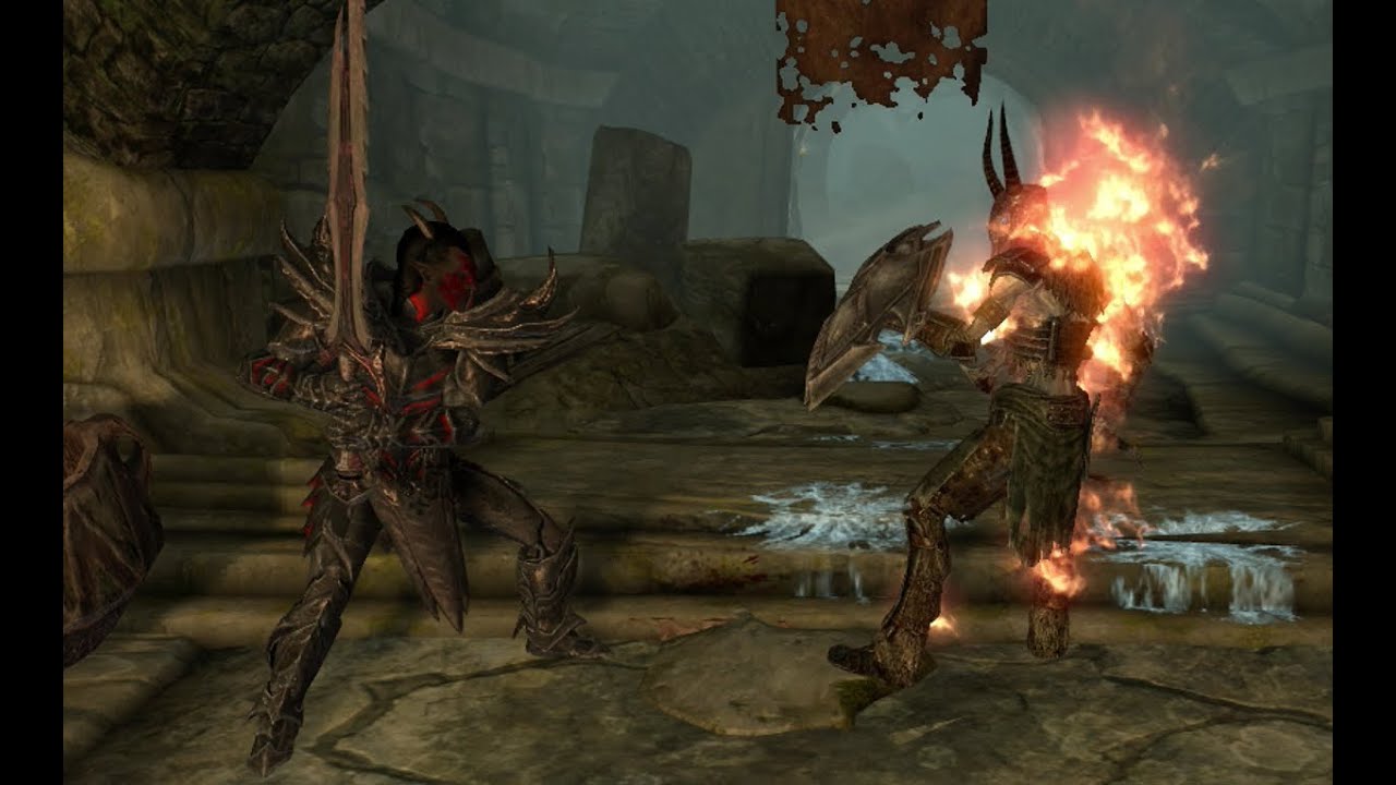 Skyrim - Dremora Lord VS. Draugr Death Overlord