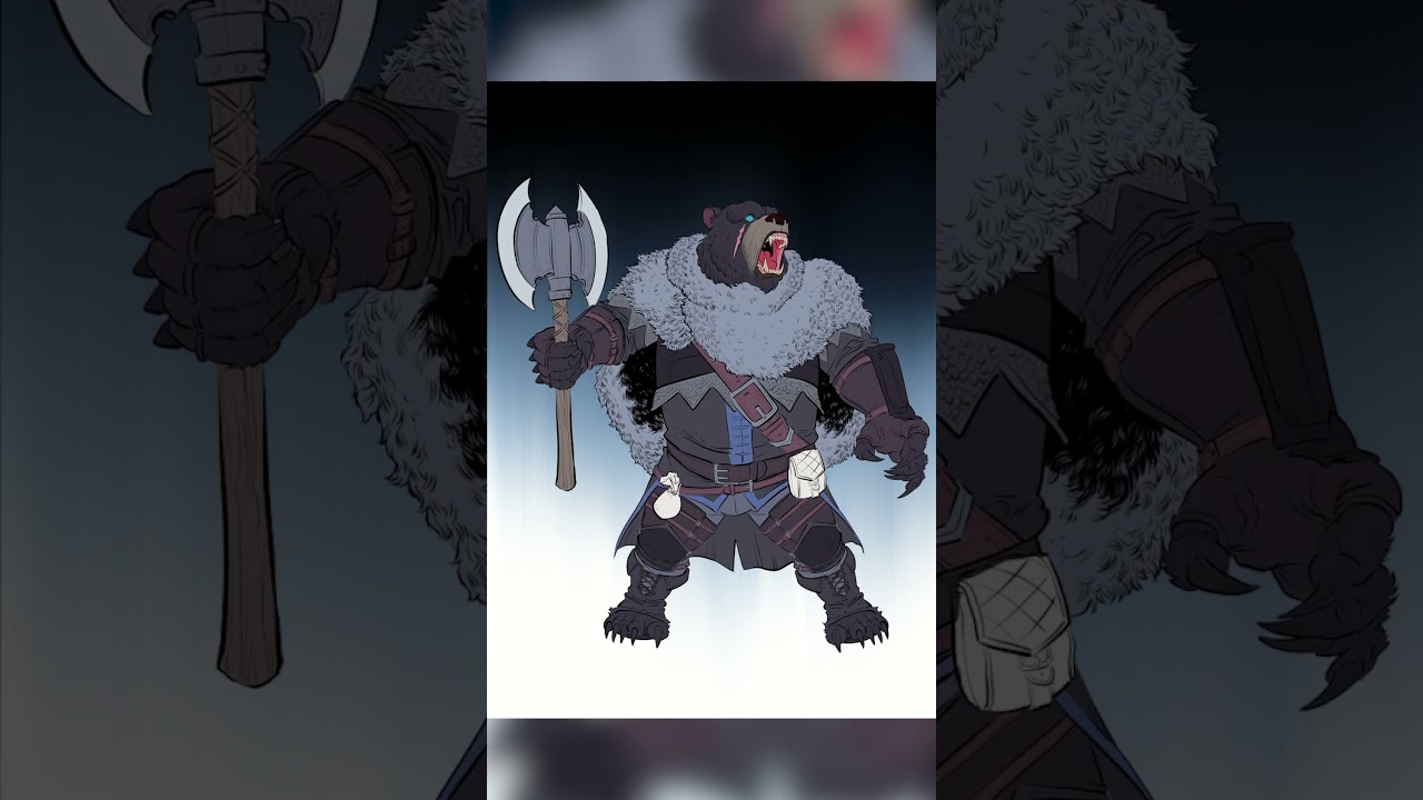 【Timelapse】Wildheart Werebear (Clip Studio Paint) #clipstudiopaint #huion #dndcharacterart