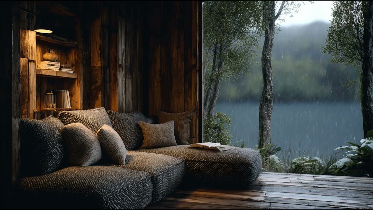 Warm Wooden Cabin Night Rain Ambience – 8 Hours Soothing Rain Sounds for Deep Sleep & Relaxation