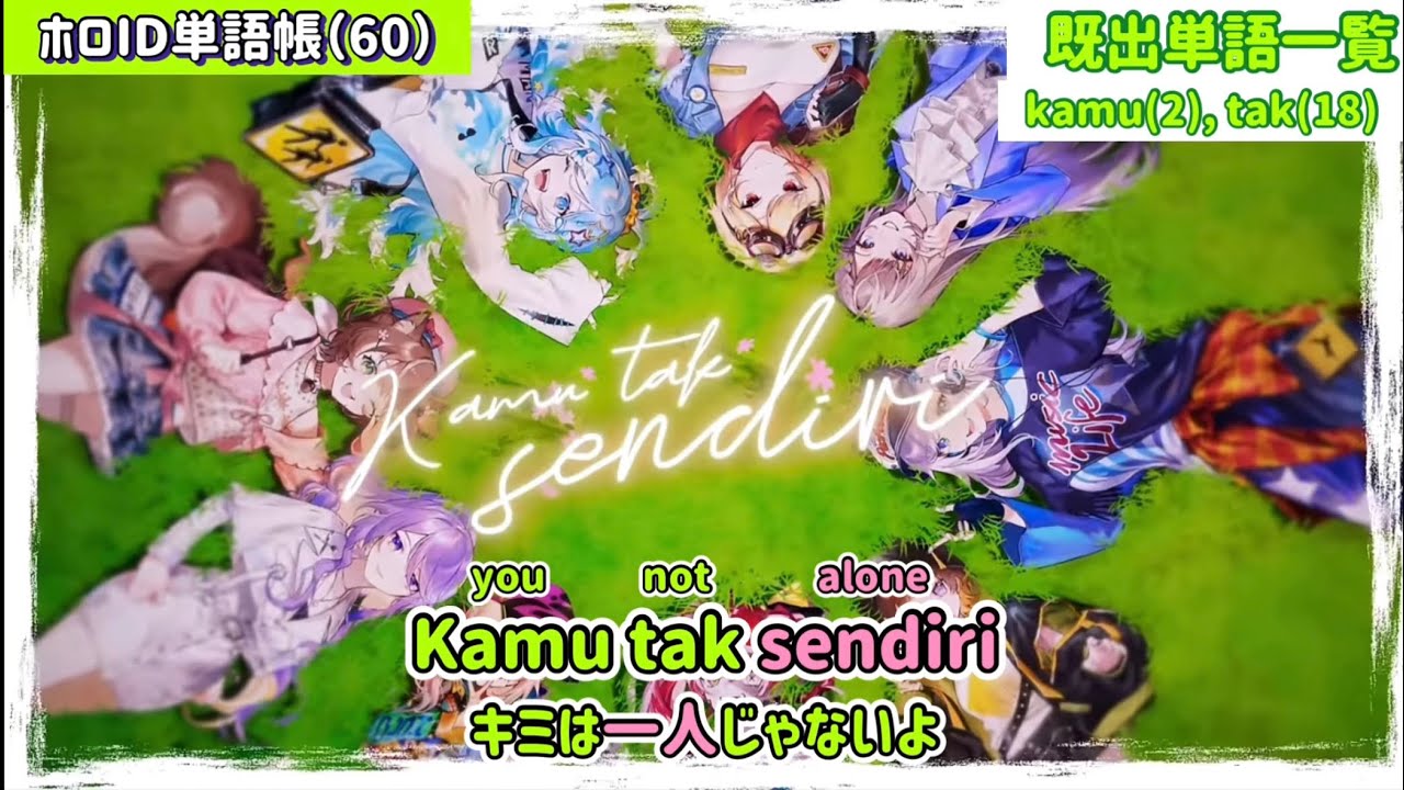 【ホロID単語帳】第6回まとめ(51)nama~(60)sendiri【ホロライブインドネシア/ホロライブID/インドネシア語】