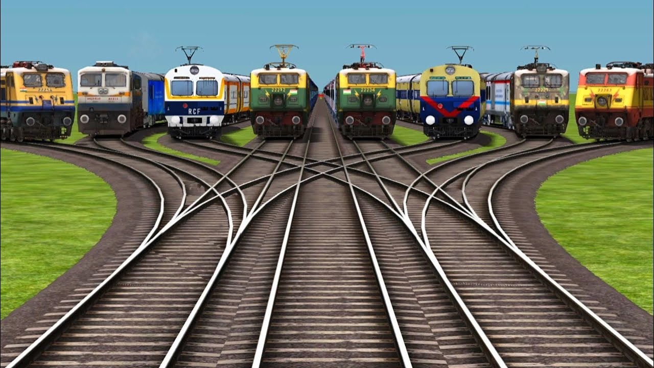 Indian Trains Crossings Railroads Tracks || Bullet Vs Railgadis Daimond Railways Journey's Station