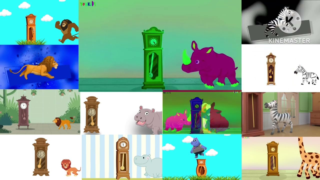 Hickory Dickory Dock Lion, Zebra and Hippo using Blending and Mirroring Effects