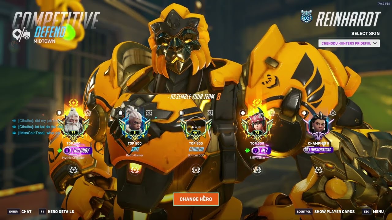 САМЫЙ БЕЗУМНЫЙ РЕЙНХАРДТ ВСЕХ ВРЕМЕН - LHCLOUDY РЕЙНХАРДТ ГЕЙМПЛЕЙ OVERWATCH 2 СЕЗОН 19 ТОП-500