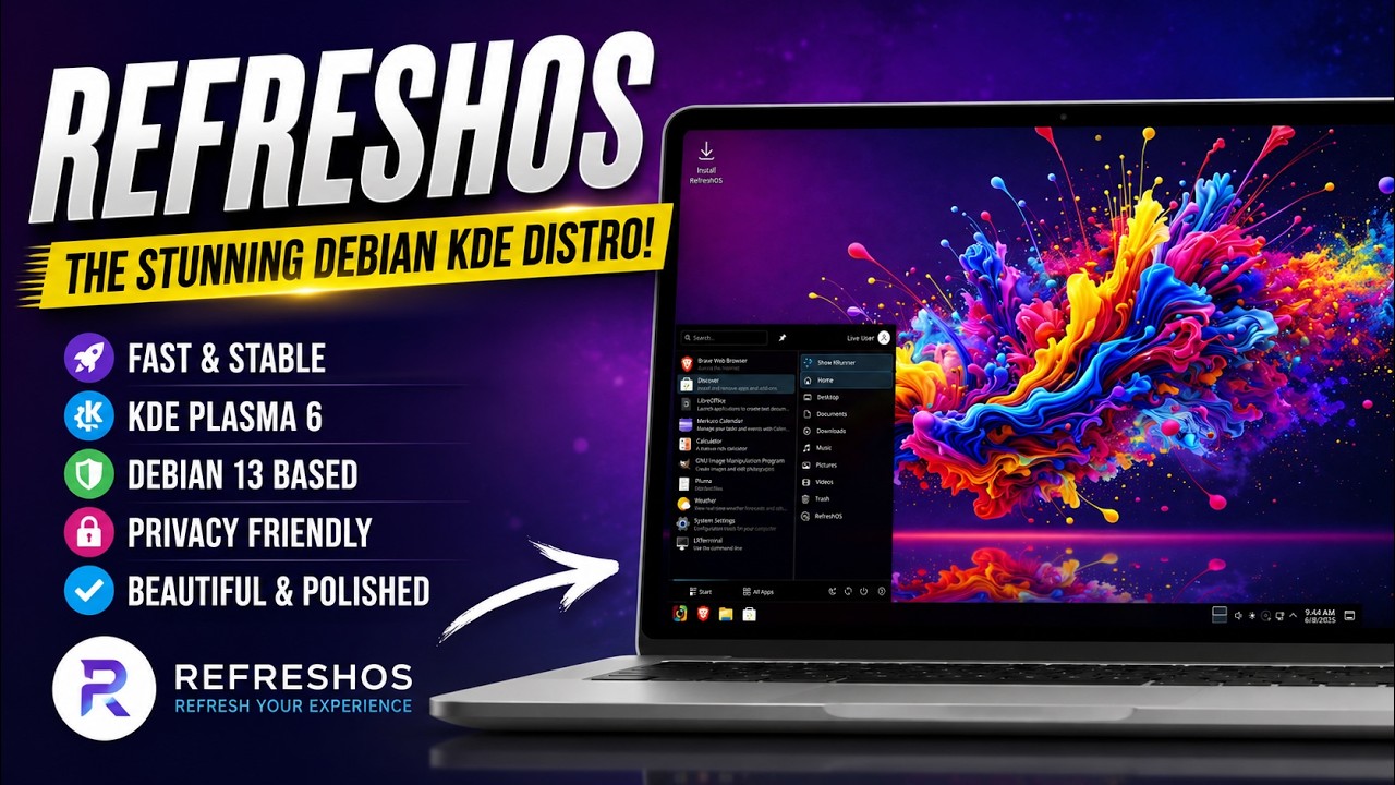Обзор RefreshOS 2026: самый красивый дистрибутив Linux на базе Debian и KDE?
