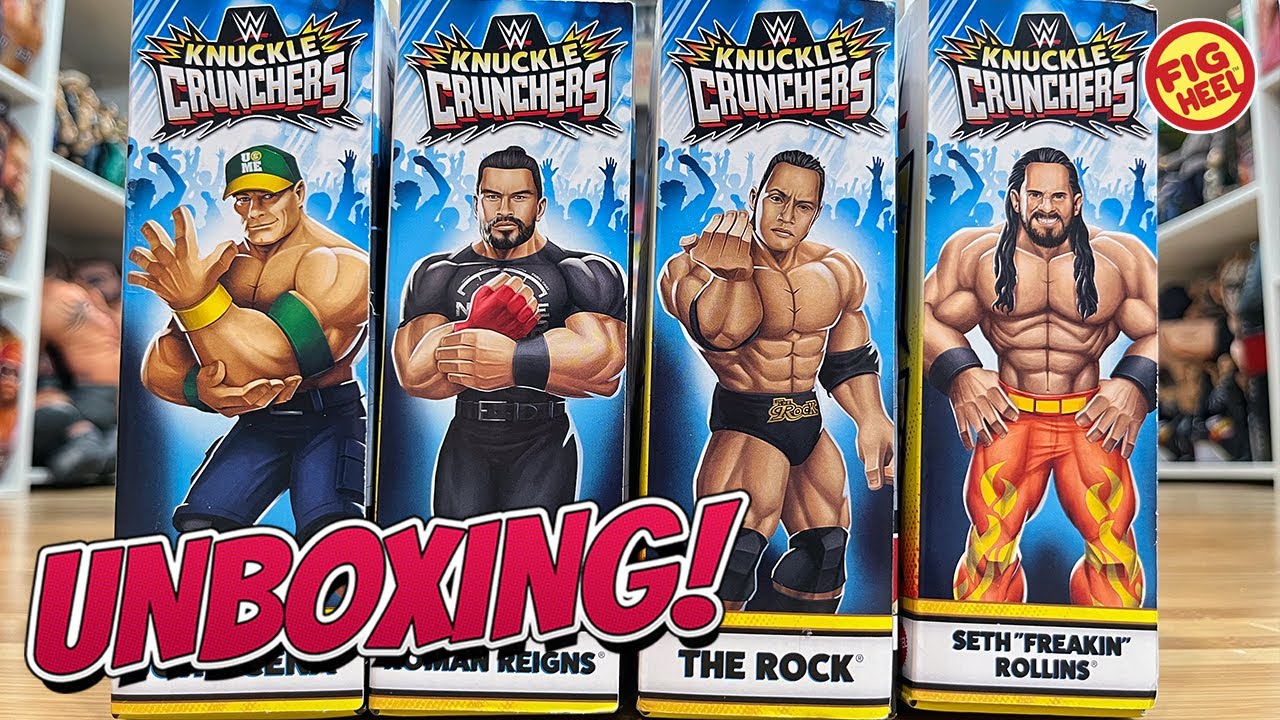 WWE Knuckle Crunchers - John Cena, Roman Reigns, The Rock & Seth Rollins Unboxing & Reciew!