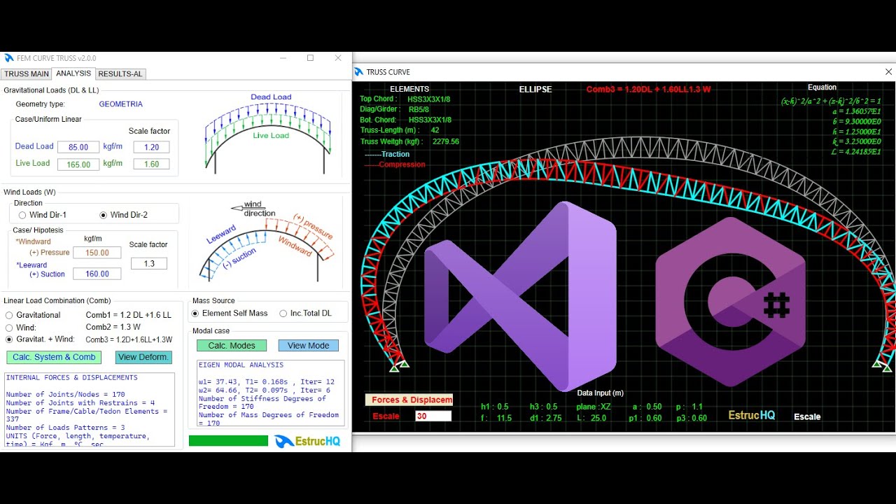 Truss FEM - Análisis estructural de cerchas curvas