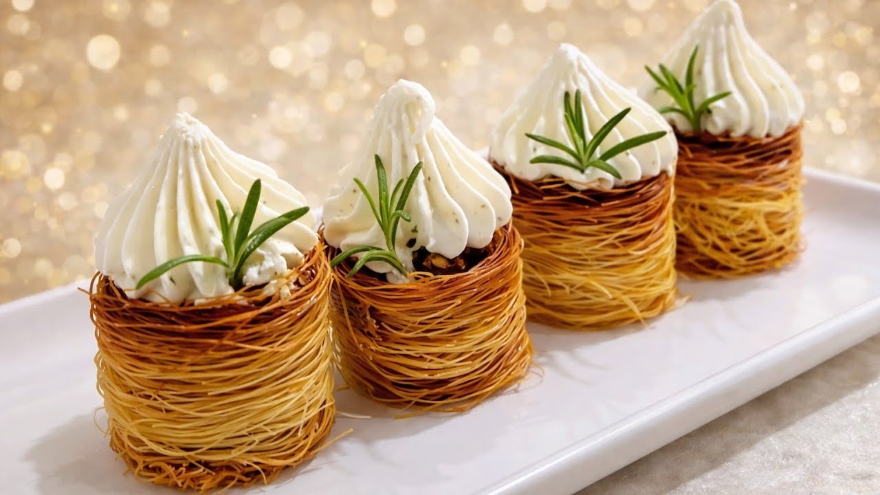 كؤوس  القطايف (الكنافة) المملّحة | مملحات بريستيج راقية وسهلة /m.gateau