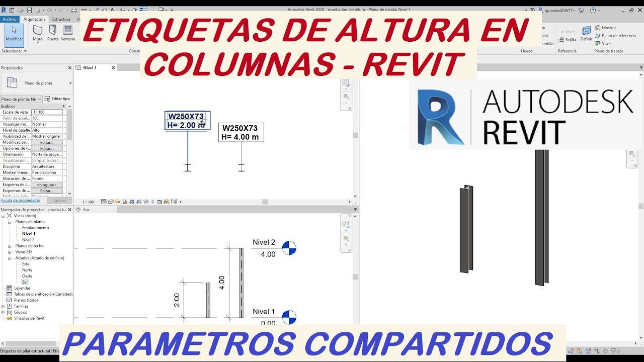 COMO CREAR Y ETIQUETAR PARAMETROS DE ALTURA DE COLUMNAS/PILARES EN REVIT