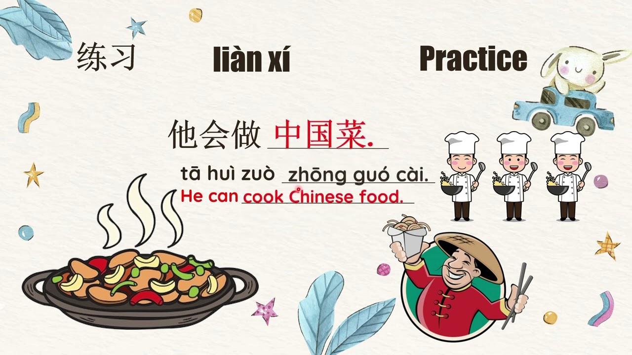 HSK 1 Book explained: Chapter 6: 我会说汉语 “Practice Part Eight” 练习