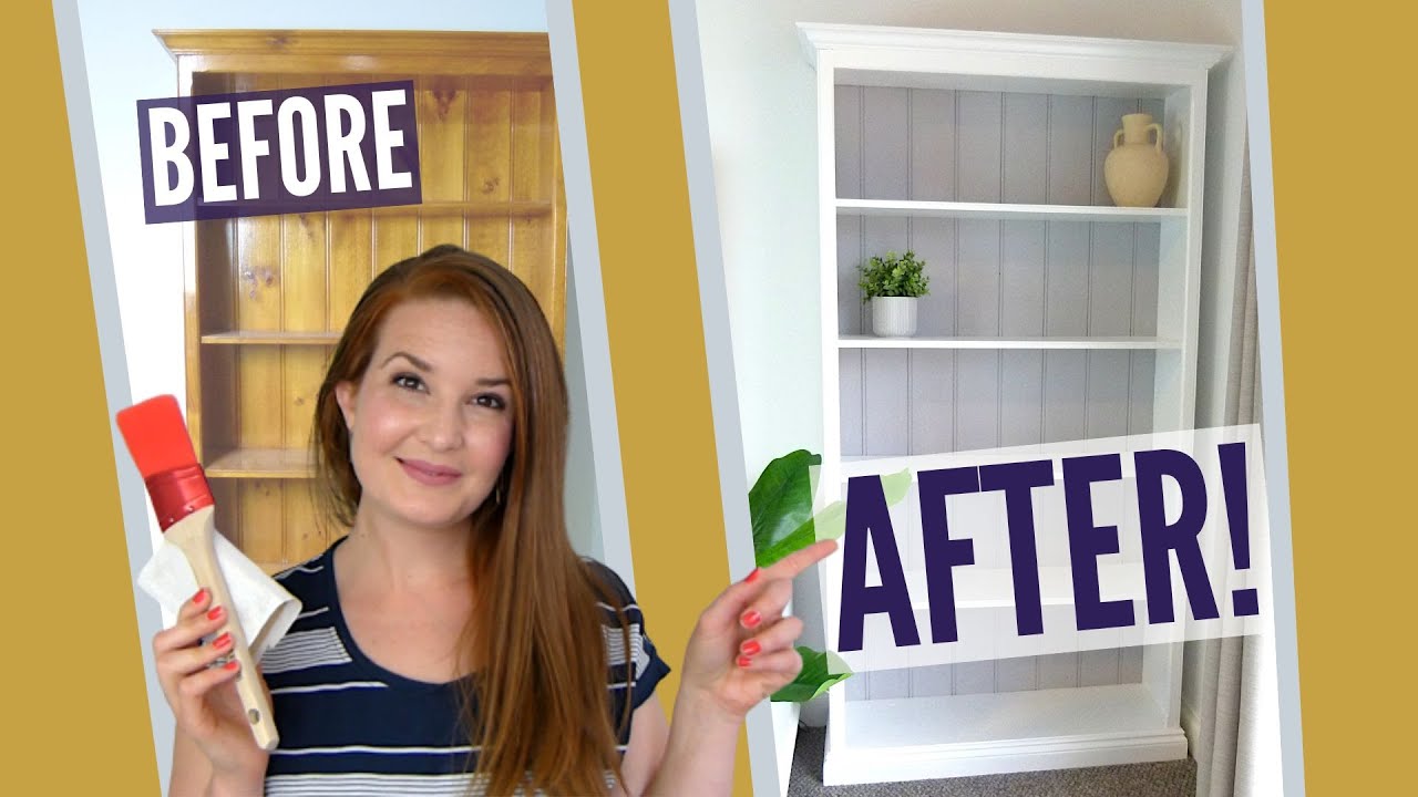 How to Paint a Bookcase – Coastal Hamptons Style! // Paint varnished wood!