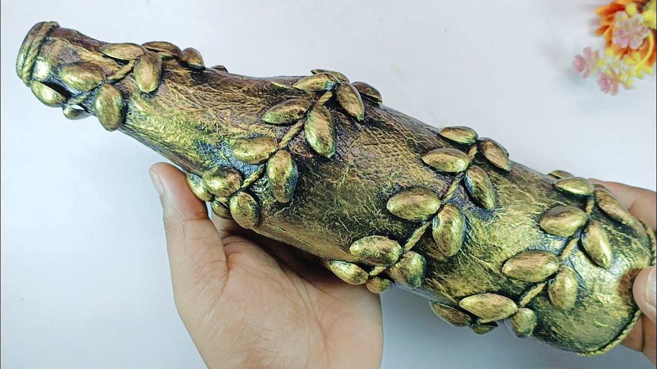 DIY- Simple & Easy Bottle Art | Bottle Art for Beginners | Glass Bottle Decoration with Pistachio