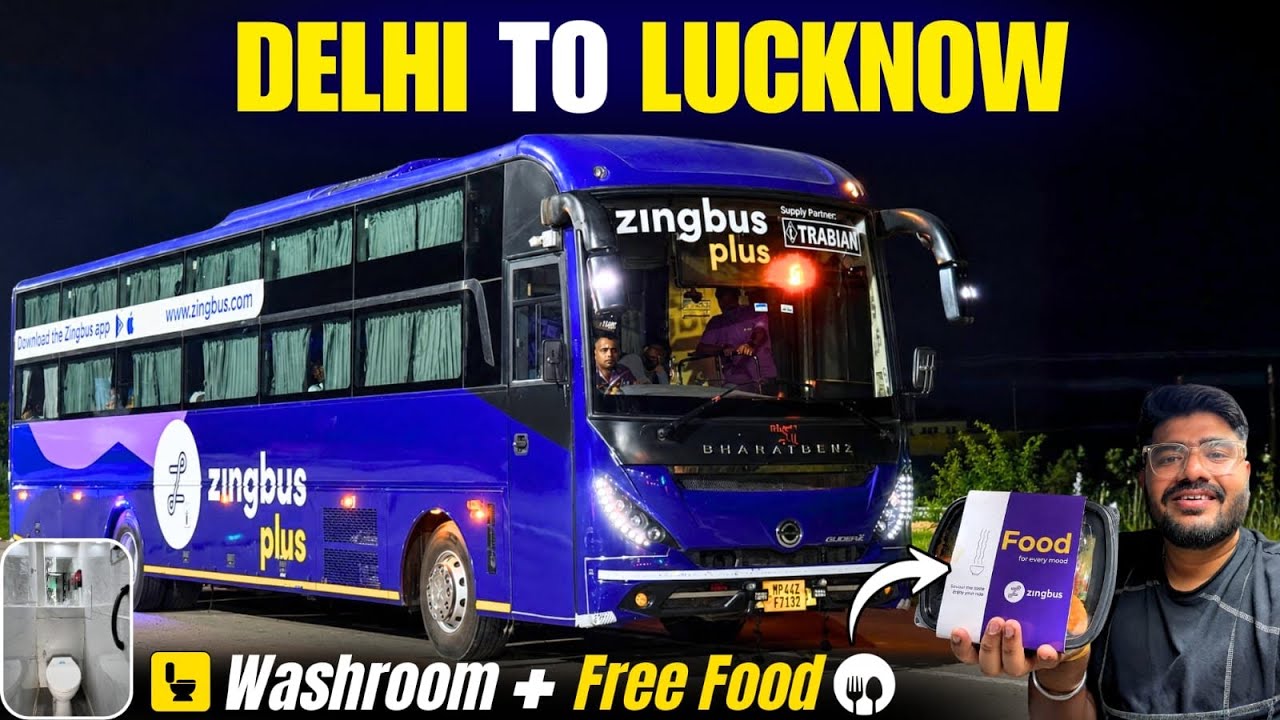 DELHI to LUCKNOW zingbus Plus Review | Bharat Benz AC Sleeper Bus with Onboard Food & Washroom I