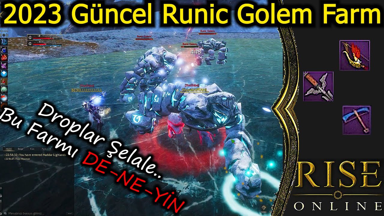 Rise Online 2 Bp 10 Saat Haddar Runic Golem Farmı & Oyun Kaptanı Rise online farm