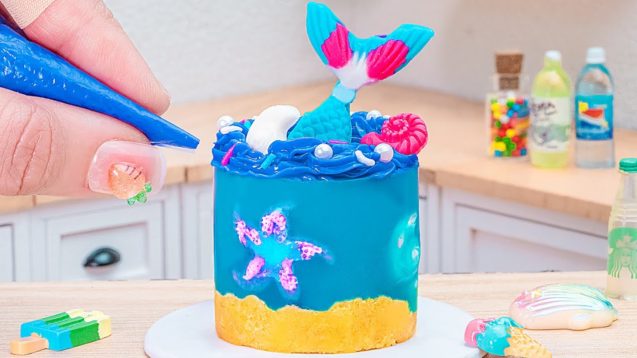 Beautiful Mermaid Miniature Jelly Cake Recipe: Easy Summer Dessert Decorating Idea