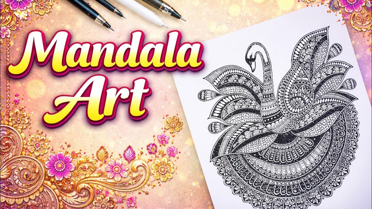 How to draw easy mandala art of  white winged beauty🦢//Mandala art for Beginners step by step