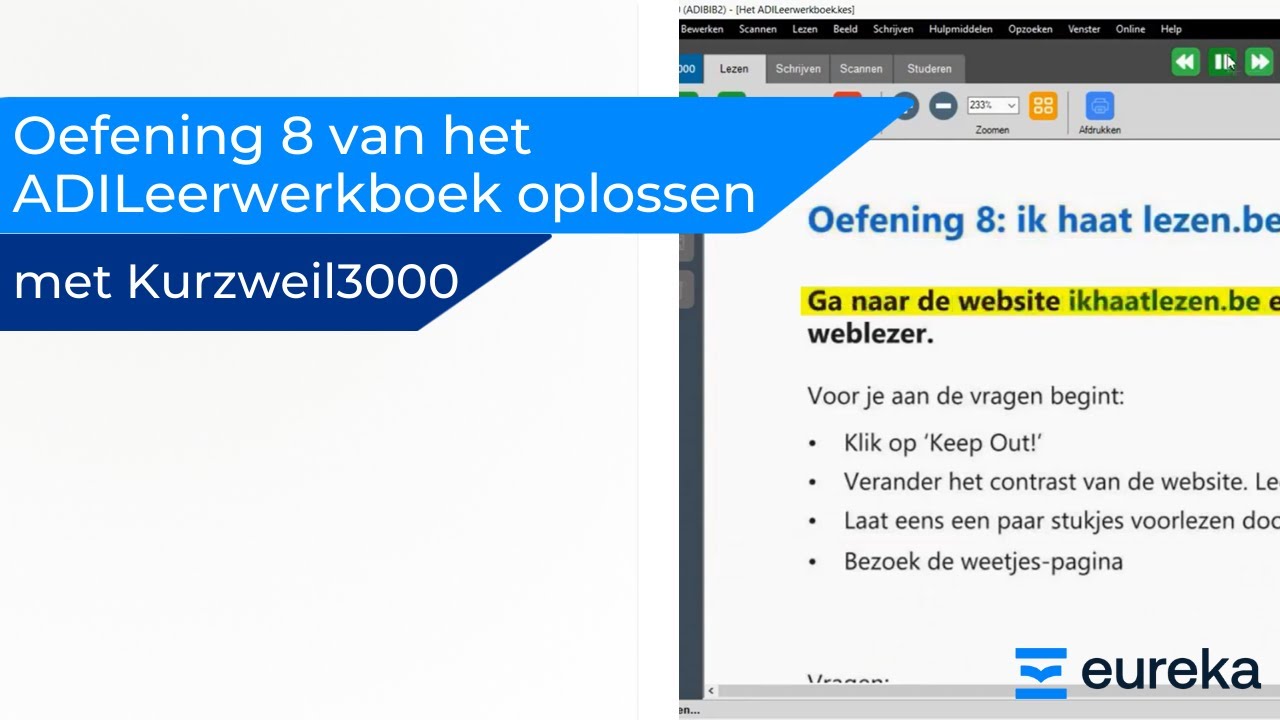 Oefening 8 van het ADILeerwerkboek oplossen met Kurzweil3000