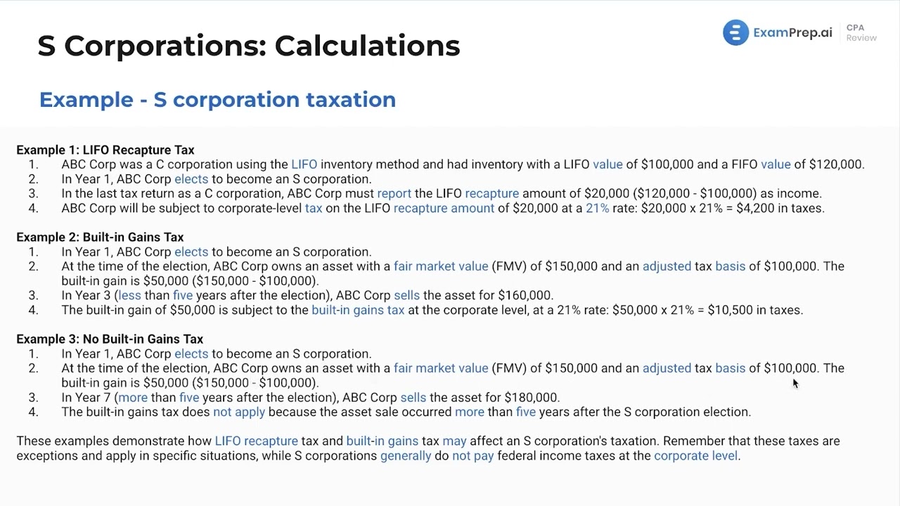 S Corporation Taxation [CPA Prep]